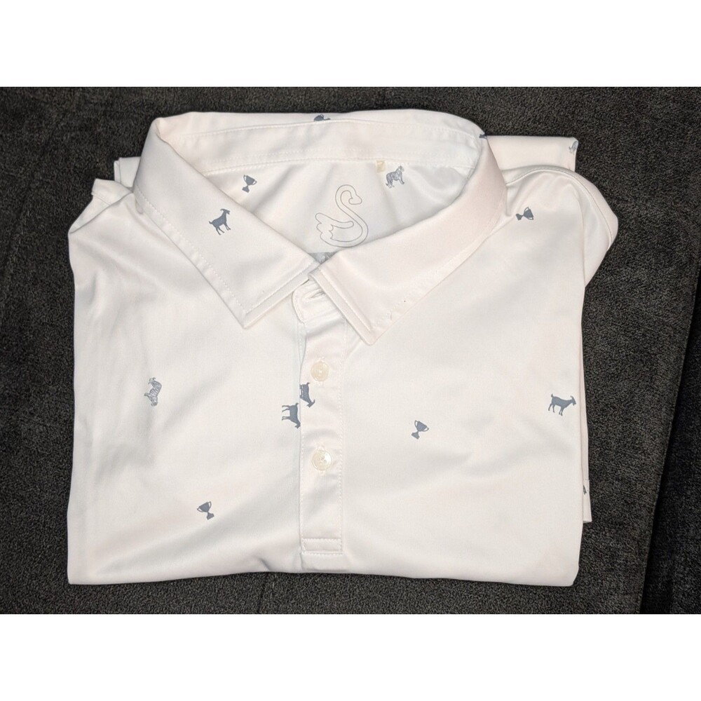 Swannies Polo Shirt Adult XXL White Golf Performance Geometric Stretch Mens